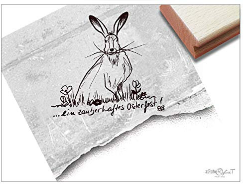 Stempel Osterstempel EIN Zauberhaftes OSTERFEST mit Osterhase - Textstempel zu Ostern, Karten Geschenkanhänger Geschenk Osterdeko Scrapbook - zAcheR-fineT