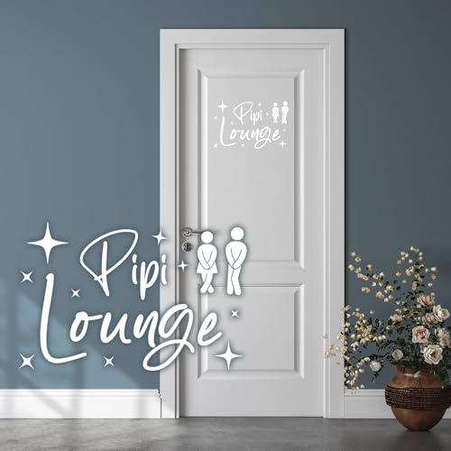 Dekoaufkleber Pipi Lounge 26x16cm für Badezimmer Bad WC Toilette Tür Wandtattoo Unisex Wand Sticker Aufkleber lustig witzig selbstklebend Y070 (Weiß)