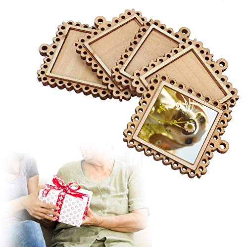 Oumefar Fotorahmen Mini Holz Bilderrahmen, 5 Stück Set, Rechteckig Prägedesign, Blanko Basis, Schlüsselbund oder Tablett Deko, für Schlüsselbund Tischdekoration Geschenke Home Decor Erinnerungen