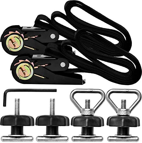 MELOX - Set di binari di fissaggio per VW Bus T5/T6 Bulli – Set di sicurezza del carico per Multivan da: 2 cinghie di serraggio, 4 viti a T, 2 occhielli – fissaggio binario per scheda multiflexboard