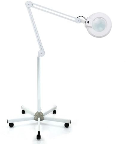 panfudongk Lupenleuchte Glas mit Standfuß Kosmetiklampe LED Lupenlampe Swivel Arm Standlupe für Beauty Salon, Vergrößerungslampe mit Stativ, 5-Dioptrien, ABS und Metall, Modernes Design