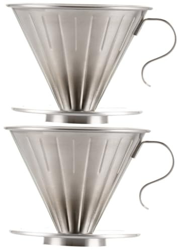 PRETYZOOM 2pezzi Caffè Filtrante Acciaio Inossidabile Con Supporto Separato Per Tazze Filtro Riutilizzabile e Facile Da Pulire Per Caffè Fresco e Sostenibile