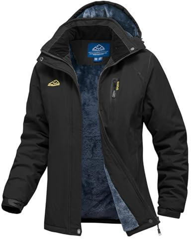 YSENTO Veste d'hiver imperméable pour femme - Veste de ski - Veste softshell - Doublure chaude - Coupe-vent - Veste de snowboard d'extérieur, Noir , L
