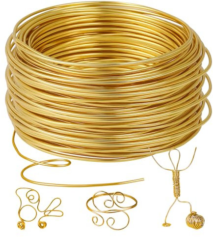 Romon Filo Alluminio 2 mm X 30 M, Filo Alluminio Di Modellabile, Filo Metallico In Alluminios, Filo Per Gioielli Per Gioielli Abbellimenti (Dorato)