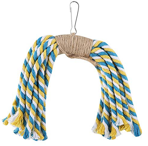 OKJHFD Kauspielzeug für Vögel, hängendes Baumwollseil, Papageienspielzeug, Beißschredderspielzeug, Futtersuche, Schaukelsitzstangen, Wellensittichkäfigzubehör für Aras, Wellensittiche,