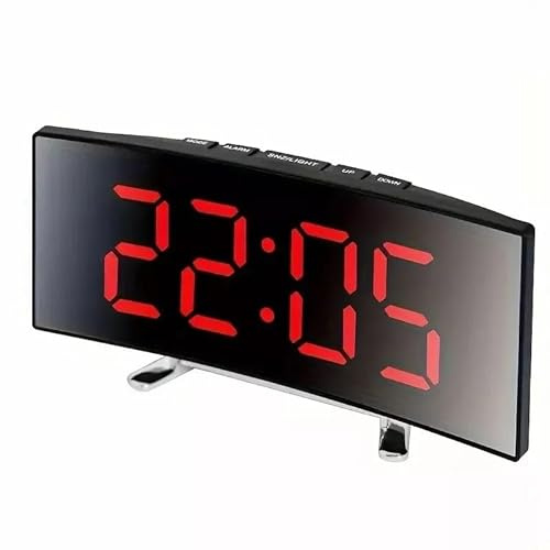 Revinta LED Digital Wecker mit Temperaturanzeige, Schlummerfunktion, Tischuhr, Mehrfarbige Display (Rot)