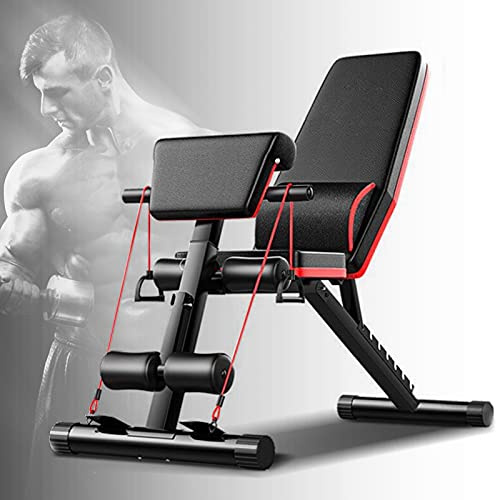 Foldable Weight Bench with 8-Level Backrest, 353lbs Capacity Strength Training Sit Up Bench Leg Extension Machine Preacher Pad and Resistance Band Home Gym Equipment for Full Body Workout