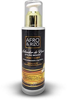 Afro & Rizo - Espuma de Peinado Activadora de Rizos | Define y Protege sin Apelmazar | Con Manteca de Karité y Cacao | Reduce Frizz y Suaviza el Cabello, Crema, 128 ml