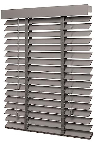 Ventanara® Holzjalousie 50mm Holz Jalousie Matt Jalousette Echtholz (110 x 250 cm, Taupe)