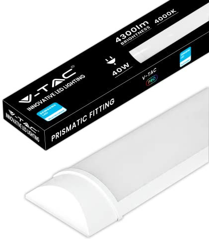 V-TAC Plafoniera LED Lineare da Soffitto 120 CM - 40W - Chip Samsung - Lampada Rettangolare 4300 Lumen IP20 per Parete, Garage, Negozio - Tubo LED - Luce 4000k Bianca Naturale