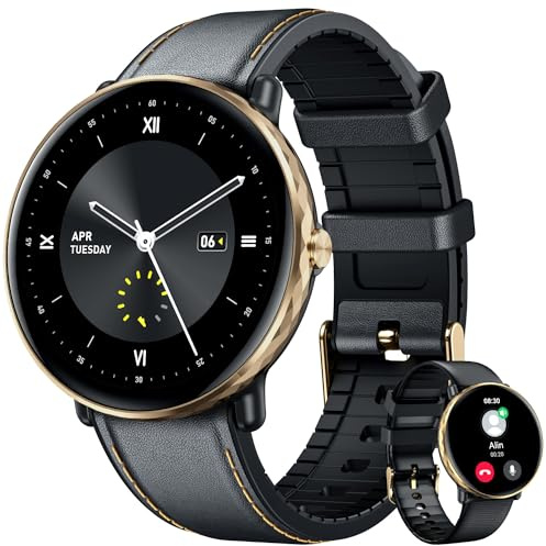 Smartwatch für Herren und Damen, 3,6 cm (1,43 Zoll), AMOLED Smart Watch mit Anrufen, wasserdicht, Sportuhr mit Pulsmesser, SpO2 Schlafüberwachung, 100 Sportmodi, Aktivitätsarmband für Android iOS