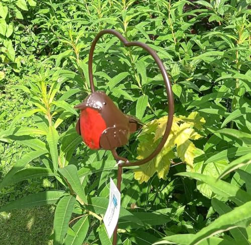 Inspirational Gifting Red Robin in a heart garden decorative plant stake 1m tall - ideal for the garden and makes a lovely gift!