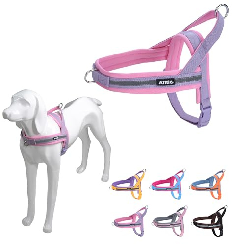AIITLE No Pull Hundegeschirr mit weich gepolstertem Griff, Reflektorstreifen, ausbruchsicher und Schnellverschluss zum Anpassen von Geschirren für Welpen oder sehr kleine Hunde, Lila-Rosa, XXS