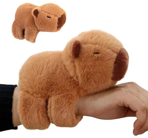 JRYGAC Capybara Schnapparmband Kinder, Simulation Capybara Plüschtier | Weiche Plüschtier Capybaras Kuscheltier, Capybaras Kuscheltier Snap Armband, Geschenk für Kinder Und Freunde (19 cm)