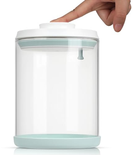 FAFAFLYER POP-Glass Cookie-Candy Airtight-Jar Lid - 1.8Qt/1.7L Clear glass container | Stackable One-Touch Opening | For Cookie, Candy, Sugar, Flour, Nuts