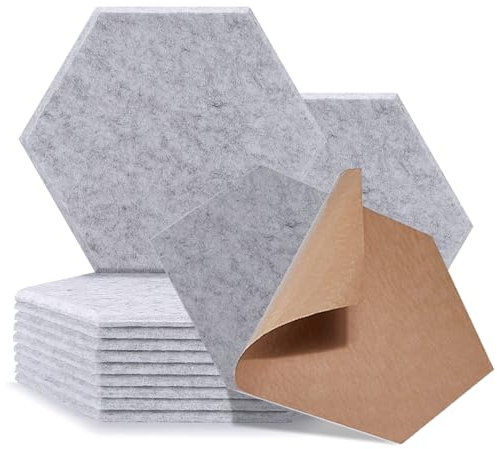 FIVOVO Mousse Acoustique Autocollante,12 Panneaux Acoustiques pour Isolation Phonique,Panneau Acoustique Mural Haute Densité 30x26x1cm pour Mur,Plafond & Porte,Amélioration Acoustique et Décoration