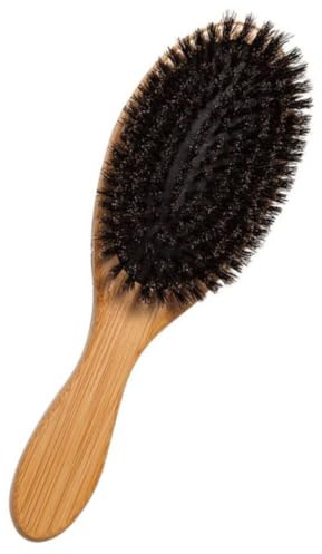 Boar Bristle Hair Brush, Paddle Hair Brush with Wooden Handle, Portable Slick Back Hair Brush, Curly Hair Brush Comb for Thick Coarse Hair