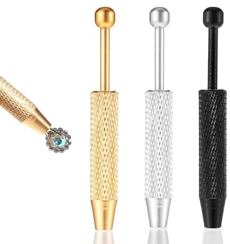 simarro Lot de 3 pinces à billes perforées à 4 griffes en acier inoxydable pour crocheter des strass, mini pince à épiler, stylo auxiliaire pour perforation de composants électroniques, pierre