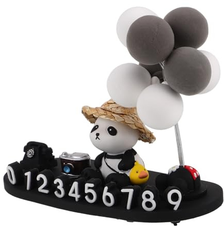 PRETYZOOM Placa Estacionamiento Temporal para Coche con Número De Contacto Soporte Móvil con Diseño Panda y Globo Accesorio y Decorativo para Vehículos Movimiento
