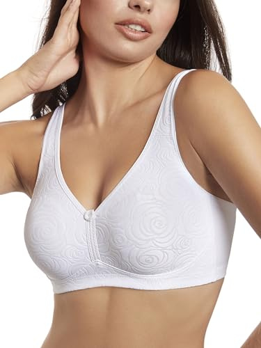 Selene, Reggiseno Donna Fascia Alta, Senza Ferretto e Imbottitura, con Motivo Floreale, Collezione Marivi, Colore Bianco, Taglia 6D