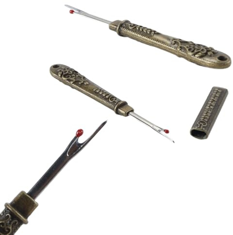 Ausi Descosedor antiguo vintage, herramienta para quitar hilos, descosedor de hilo metálico, cortador multiusos para quitar costuras (dorado)