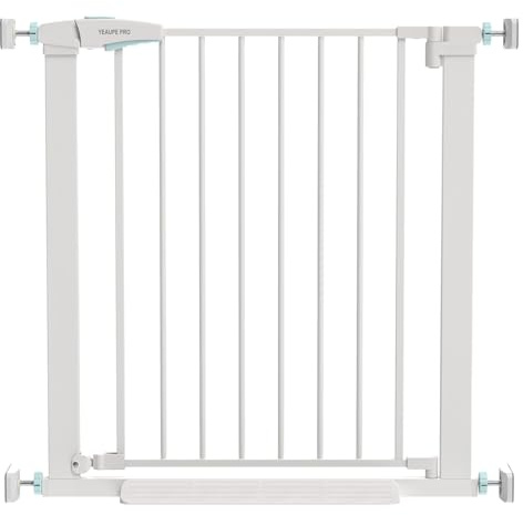YEAUPE PRO Barrière de Sécurité Enfant sans Perçage, 80-83 CM, Blanc | Barrière d'escaliers et de Portes à Pression pour Bébé et Chien, Ouverture d'une Main, Double Verrouillage