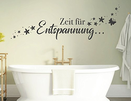 tjapalo® s-pkm 412 Wohnzimmer Wandtattoo Badzimmer sprüche Wandtattoo Schlafzimmer Wandspruch Sprüche Zeit zur Entspannung Bad Wandtattoo Badezimmer Wasserfest Wandsticker Bad - in vielen Farben
