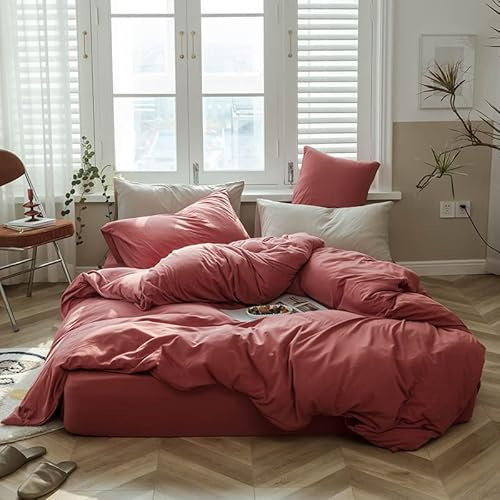 CoutureBridal Bettwäsche 155x220cm Altrosa Uni Unifarben Mikrofaser Bettwäsche Set Elegant Deckenbezug Bettbezug mit Reißverschluss und Kissenbezug 80x80cm