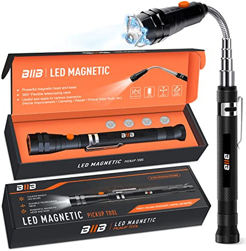 BIIB Cadeau Homme, Outil Magnétique Télescopique Avec LED Gadget Insolite Utile, Cadeau Anniversaire Homme Femme, Idee Cadeau Secret Santa, Idee Cadeau Homme Noel Original, Matière Métallique