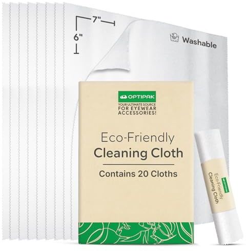 OPTIPAK Glasses Cleaning Cloth - Eco Friendly Microfiber Cleaning Cloth for Eyeglasses, Electronics, Glass, Camera Lens, Computer Screen (White, 20 Pack)