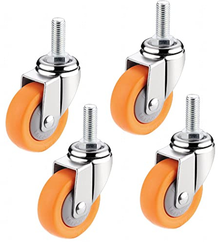 YHBZ roulettes Caoutchouc Souple,Pivotantes Roues à Tige filetée M8/M10,roulettes pivotantes Chariot,(4 pièces) capacité de Charge 330 lb/150 kg,4nobrakes-M10