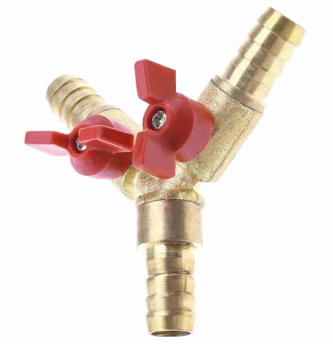 KOMUNJ 1 Stück Y 3-Wege-Schlauchverbinder, Messing-Kugelhahn, Splitter, Messing und Zinklegierung, für Tischlerarmatur Luft Wasser Gas, 8mm