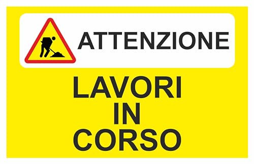 GLOBAL CARTELLO SEGNALETICO - LAVORI IN CORSO mod. 3 - Adesivo Extra Resistente, Pannello in Forex, Pannello In Alluminio (30X42, Alluminio)