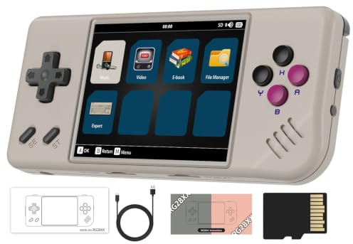 RG28XX Retro Handheld Game with Linux System, 2.83 Inch IPS Screen Built-in 32G TF Card 5516 Games Support Multimedia Application and TV Output(Gray)