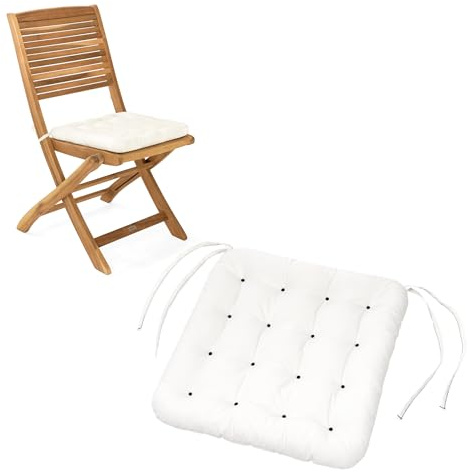 HAVE A SEAT Living - Sitzkissen Outdoor 40x40 (2 St.) - Bequeme Gartenstuhlauflagen - Wetterfest, Waschbar bis 95°C, Orthopädisch - Made in Germany (2er Set - 40x40 cm, Weiß)
