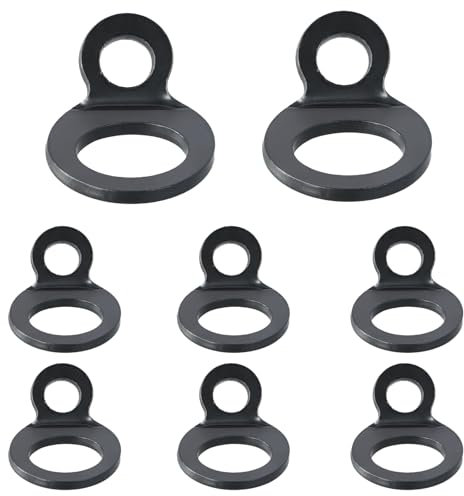 8PCS O Ring Tie Downs, Tie Down Strap Rings, Lashing Rings With Black Powders Coating, Tie Down Ring, Stainless Steel Trailer Accessories for Load Securing Trucks, Boats, Cars, Kayak