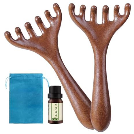 Kopfhautmassagegerät aus Holz - 15 cm breite Zahnkämme | 6-Klauen-Kopfhautmassagegerät Kamm aus Holz | Entspannende Kopfbürste für Nacken, Körper, Gesicht | Haar Spa Werkzeug für Männer und Frauen mit
