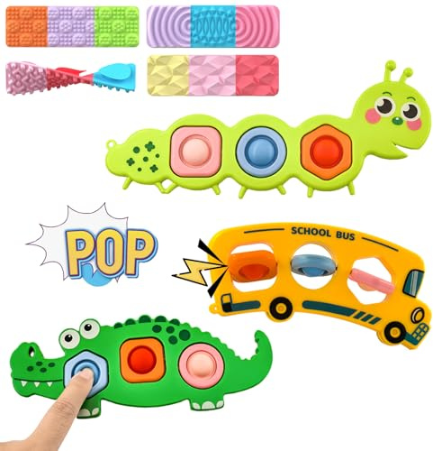 7Pc Easter Gifts for Kids Fidget Popper Toys for Kids Sensory Strips Sensory Push and Popping Bubbles Montessori Busy Toy,Textured Suction Sensory Toys for with Autism, Pop for Classroom Gifts