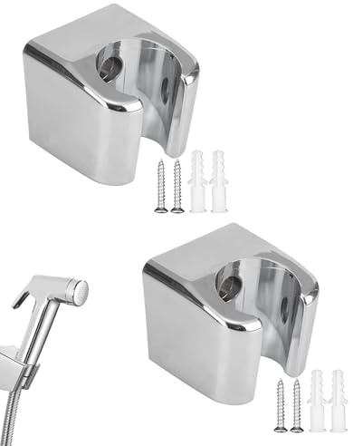 FUGLUS Lot de 2 supports de pommeau de douche argentés, en ABS, avec vis, pour salle de bain et douche