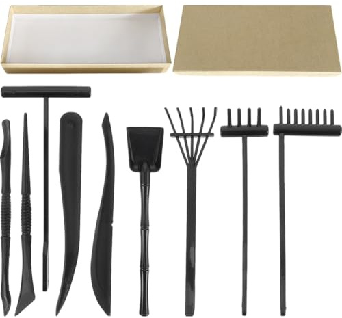 BESTonZON 9pcs Mini Zen Garden Rake Set Plastic Sand Tools for Meditation