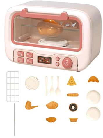harayaa Micro-ondes Jouet pour Enfants, Jouet Réaliste D'électroménager et Accessoires Alimentaires pour Filles, Garçons et Tout-petits, Rose