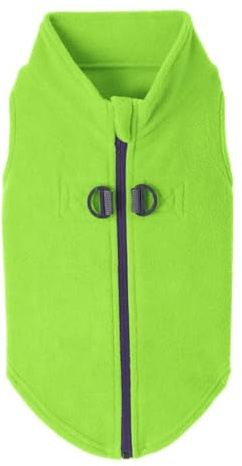 Gooby Fleece-Hundepullover mit Reißverschluss – Limettengrün, Größe XS – warme Fleece-Hundejacke mit Dual-D-Ring-Leine – Winterpullover für kleine Hunde, Jungen und mittelgroße Hunde