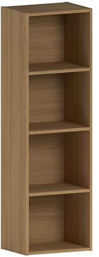 Vida Designs Oxford 4 Tier Cube Bookcase, Oak Wooden Shelving Display Storage Unit Office Living Room Furniture
