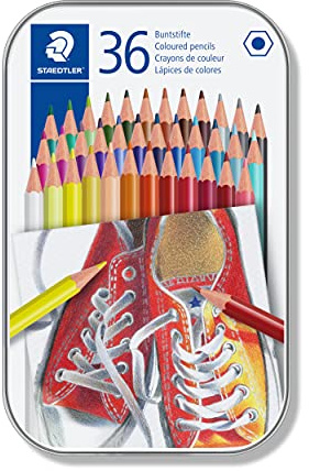 STAEDTLER 175 M36 ST Lápices de colores con forma hexagonal, Caja con 36 colores Variados