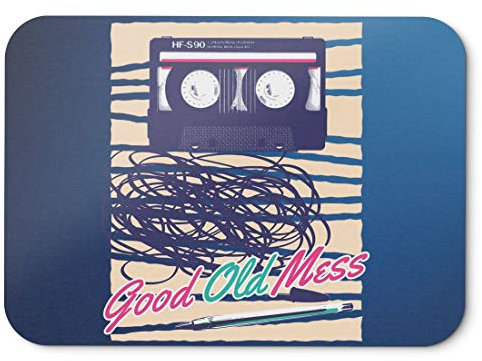 BLAK TEE Good Old Mess 90s and 80s Inspired Cassette Mouse Pad 18 x 22 cm in 3 Colours Blue