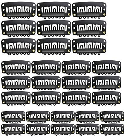 Perücken Clips,90 Stk. U Form Metall Clips Kämme Clips mit Weich Gummi für Haar Verlängerungen und Tressen Snap Clips Ersatz Haarclips Kämme Clips für Extensions 3,3cm/2,8cm/2,3cm