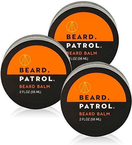 Beard Patrol Bartbalsam für Männer – Pflegebehandlung mit Arganöl, Sheabutter, Kakaobutter stärkt und erweicht Bärte & Schnurrbärte – Zitronengrasduft Leave-in Conditioner Wachs – 3 Stück