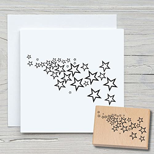 NEWSTAMPS Stempel Sternenschwarm Motivstempel aus Holz & Gummi zum Karten und Geschenke basteln, Holzstempel für Scrapbook, Textilstempel, Deko, Freunde
