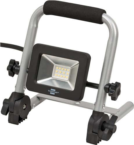 Brennenstuhl foco LED de trabajo portátil EL 750 M/foco LED de obra y construcción 10W para uso en interiores y exteriores IP65 (luz de trabajo, 900lm, con cable RN de 1,5m, marco plegable, IK08)