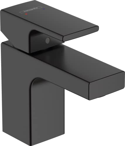 hansgrohe Waschtischarmatur Vernis Shape, Wasserhahn Bad mit Auslauf Höhe 70 mm, mit Zugstange, Badarmatur wassersparend, Mattschwarz